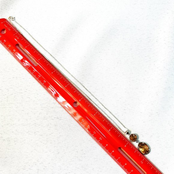 Silver Unlimited Pendant Necklace Faceted Double Gem Sterling 925 Italy - Picture 10 of 14